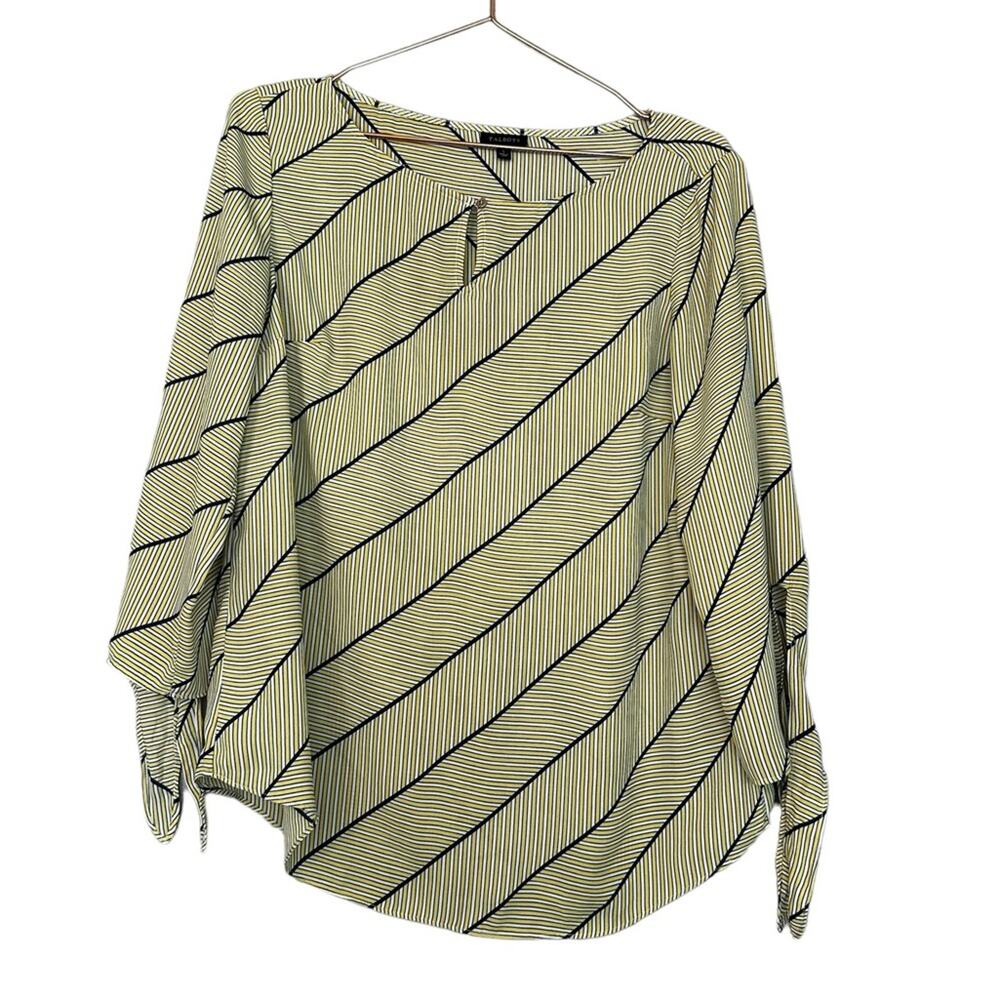 Talbots yellow & blue & White Striped blouse size small